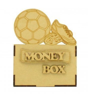 Laser Cut Small Money Box - Football with Boots Design